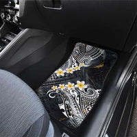 Polynesian Tribal Tattoo Car Mats Plumeria Black Gold Marble Pattern