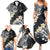 Polynesian Tribal Tattoo Family Matching Summer Maxi Dress and Hawaiian Shirt Plumeria Black Gold Marble Pattern