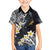 Polynesian Tribal Tattoo Family Matching Summer Maxi Dress and Hawaiian Shirt Plumeria Black Gold Marble Pattern