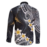Polynesian Tribal Tattoo Family Matching Tank Maxi Dress and Hawaiian Shirt Plumeria Black Gold Marble Pattern LT9 - Polynesian Pride