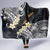 Polynesian Tribal Tattoo Hooded Blanket Plumeria Black Gold Marble Pattern