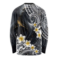 Polynesian Tribal Tattoo Long Sleeve Shirt Plumeria Black Gold Marble Pattern LT9 - Polynesian Pride
