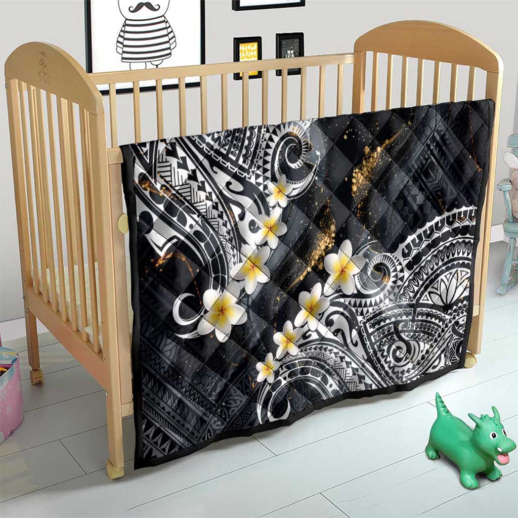 Polynesian Tribal Tattoo Quilt Plumeria Black Gold Marble Pattern LT9 - Polynesian Pride