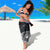 Polynesian Tribal Tattoo Sarong Plumeria Black Gold Marble Pattern