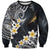 Polynesian Tribal Tattoo Sweatshirt Plumeria Black Gold Marble Pattern