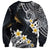 Polynesian Tribal Tattoo Sweatshirt Plumeria Black Gold Marble Pattern