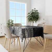 Polynesian Tribal Tattoo Tablecloth Plumeria Black Gold Marble Pattern