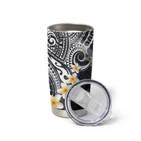 Polynesian Tribal Tattoo Tumbler Cup Plumeria Black Gold Marble Pattern