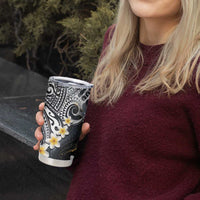 Polynesian Tribal Tattoo Tumbler Cup Plumeria Black Gold Marble Pattern