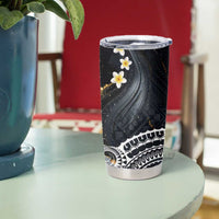 Polynesian Tribal Tattoo Tumbler Cup Plumeria Black Gold Marble Pattern