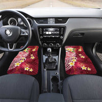 Polynesian Tribal Tattoo Car Mats Plumeria Blood Red and Gold Marble Pattern
