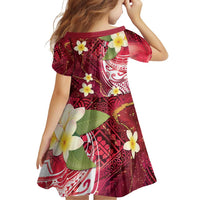 Polynesian Tribal Tattoo Family Matching Puletasi and Hawaiian Shirt Plumeria Blood Red and Gold Marble Pattern