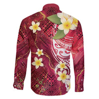 Polynesian Tribal Tattoo Family Matching Tank Maxi Dress and Hawaiian Shirt Plumeria Blood Red and Gold Marble Pattern LT9 - Polynesian Pride