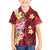 Polynesian Tribal Tattoo Family Matching Tank Maxi Dress and Hawaiian Shirt Plumeria Blood Red and Gold Marble Pattern