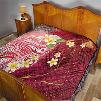 Polynesian Tribal Tattoo Quilt Plumeria Blood Red and Gold Marble Pattern