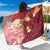 Polynesian Tribal Tattoo Sarong Plumeria Blood Red and Gold Marble Pattern