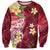 Polynesian Tribal Tattoo Sweatshirt Plumeria Blood Red and Gold Marble Pattern