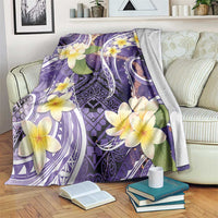 Polynesian Tribal Tattoo Blanket Plumeria Purple Marble Pattern