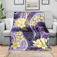 Polynesian Tribal Tattoo Blanket Plumeria Purple Marble Pattern