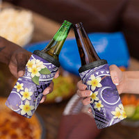 Polynesian Tribal Tattoo 4 in 1 Can Cooler Tumbler Plumeria Purple Marble Pattern