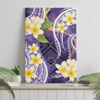 Polynesian Tribal Tattoo Canvas Wall Art Plumeria Purple Marble Pattern