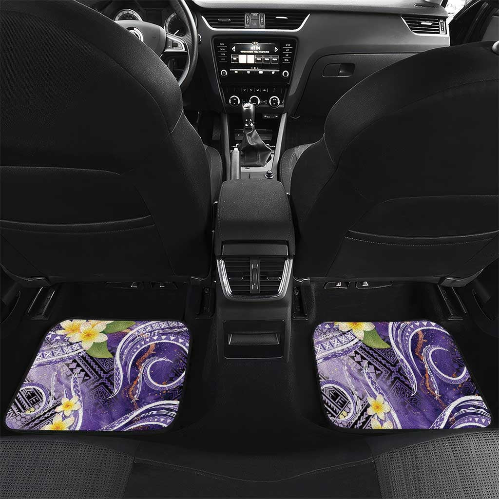 Polynesian Tribal Tattoo Car Mats Plumeria Purple Marble Pattern
