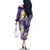 Polynesian Tribal Tattoo Family Matching Off The Shoulder Long Sleeve Dress and Hawaiian Shirt Plumeria Purple Marble Pattern