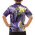 Polynesian Tribal Tattoo Family Matching Short Sleeve Bodycon Dress and Hawaiian Shirt Plumeria Purple Marble Pattern