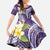 Polynesian Tribal Tattoo Family Matching Short Sleeve Bodycon Dress and Hawaiian Shirt Plumeria Purple Marble Pattern