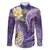 Polynesian Tribal Tattoo Family Matching Short Sleeve Bodycon Dress and Hawaiian Shirt Plumeria Purple Marble Pattern