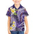 Polynesian Tribal Tattoo Family Matching Short Sleeve Bodycon Dress and Hawaiian Shirt Plumeria Purple Marble Pattern