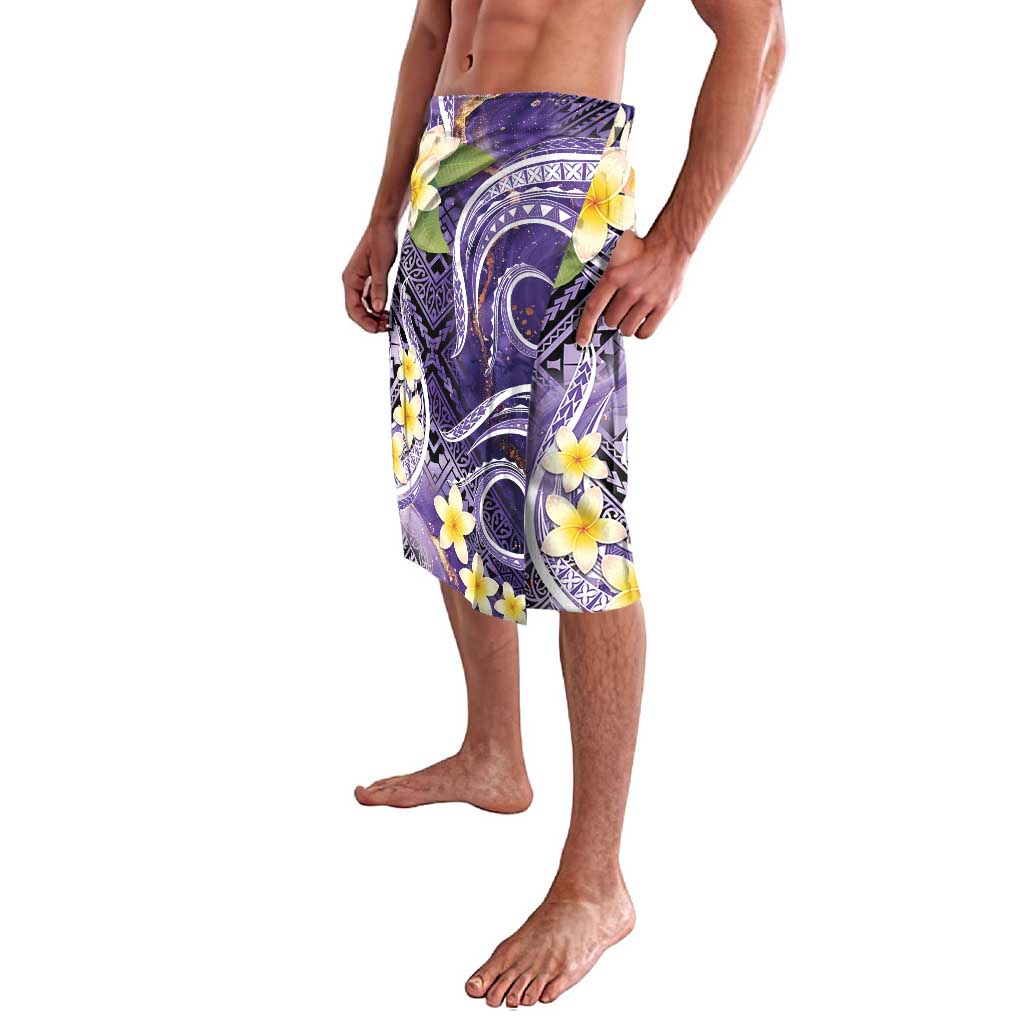 Polynesian Tribal Tattoo Lavalava Plumeria Purple Marble Pattern