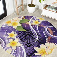 Polynesian Tribal Tattoo Round Carpet Plumeria Purple Marble Pattern LT9 Purple - Polynesian Pride