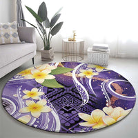 Polynesian Tribal Tattoo Round Carpet Plumeria Purple Marble Pattern LT9 - Polynesian Pride