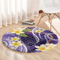 Polynesian Tribal Tattoo Round Carpet Plumeria Purple Marble Pattern LT9 - Polynesian Pride