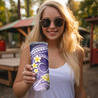 Polynesian Tribal Tattoo Skinny Tumbler Plumeria Purple Marble Pattern
