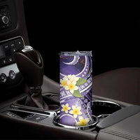 Polynesian Tribal Tattoo Skinny Tumbler Plumeria Purple Marble Pattern