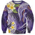 Polynesian Tribal Tattoo Sweatshirt Plumeria Purple Marble Pattern
