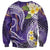 Polynesian Tribal Tattoo Sweatshirt Plumeria Purple Marble Pattern