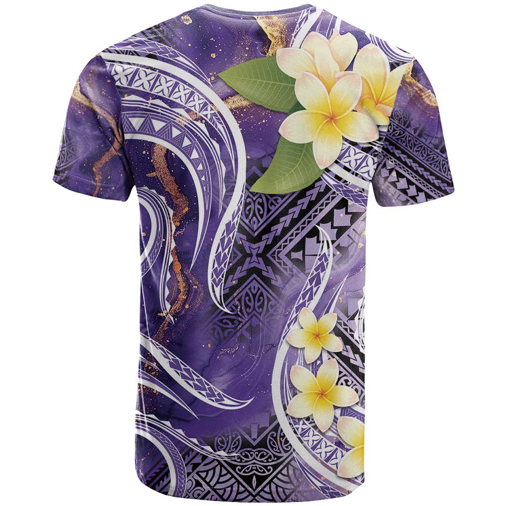 Polynesian Tribal Tattoo T Shirt Plumeria Purple Marble Pattern