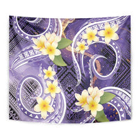 Polynesian Tribal Tattoo Tapestry Plumeria Purple Marble Pattern