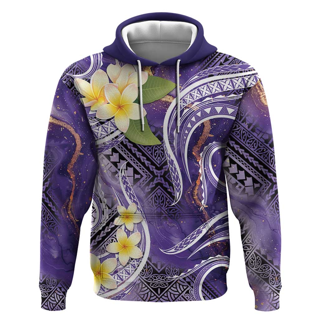 Polynesian Tribal Tattoo Zip Hoodie Plumeria Purple Marble Pattern LT9 Pullover Hoodie Purple - Polynesian Pride