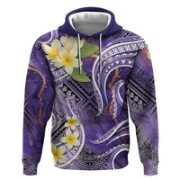 Polynesian Tribal Tattoo Zip Hoodie Plumeria Purple Marble Pattern LT9 Pullover Hoodie Purple - Polynesian Pride
