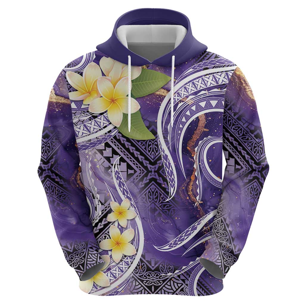 Polynesian Tribal Tattoo Zip Hoodie Plumeria Purple Marble Pattern LT9 - Polynesian Pride