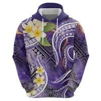 Polynesian Tribal Tattoo Zip Hoodie Plumeria Purple Marble Pattern LT9 - Polynesian Pride