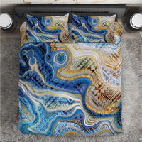 Polynesian Tribal Tattoo Bedding Set Swirling Ocean Marble Pattern