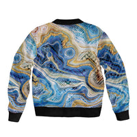 Polynesian Tribal Tattoo Bomber Jacket Swirling Ocean Marble Pattern