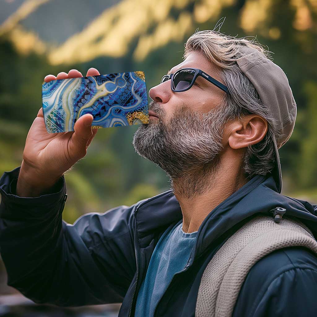 Polynesian Tribal Tattoo 4 in 1 Can Cooler Tumbler Swirling Ocean Marble Pattern