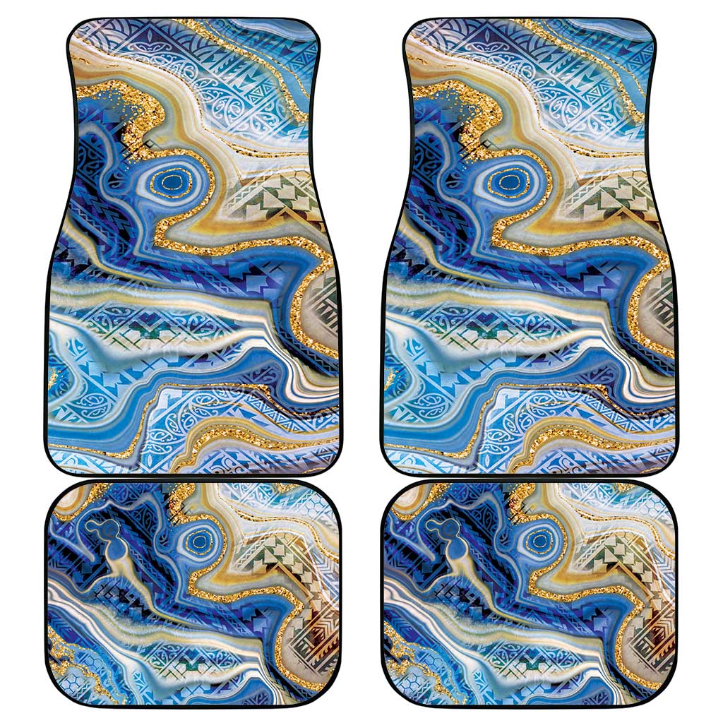 Polynesian Tribal Tattoo Car Mats Swirling Ocean Marble Pattern