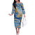 Polynesian Tribal Tattoo Family Matching Off The Shoulder Long Sleeve Dress and Hawaiian Shirt Swirling Ocean Marble Pattern